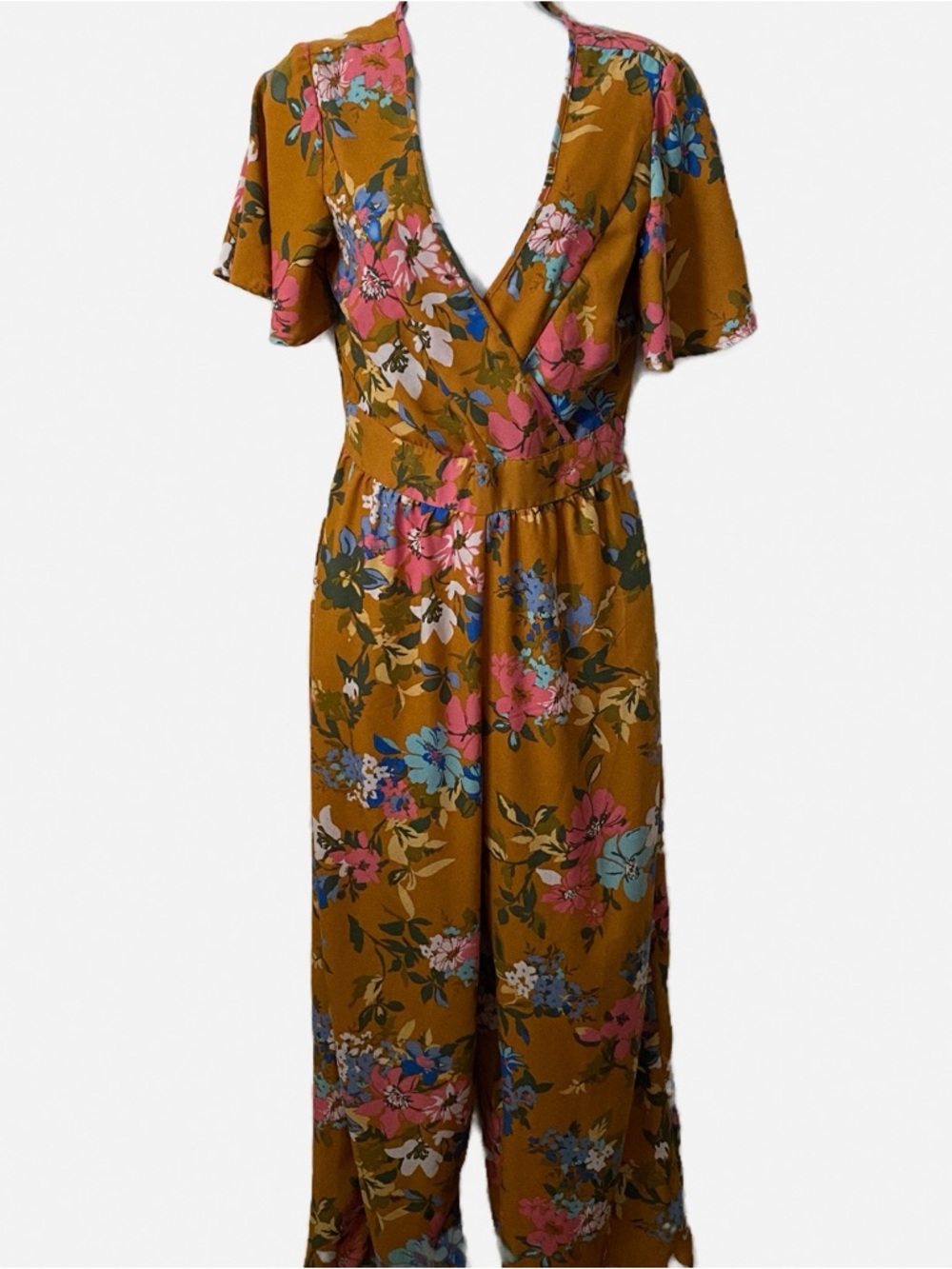 Band of Gypsies Wide Leg Floral Jumpsuit Boho-Chic Flowy travel rock